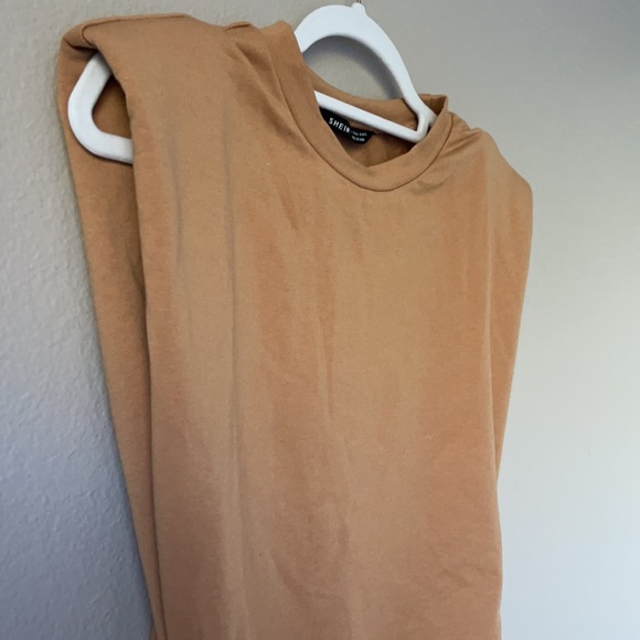 SHEIN nude shoulder pad sleeveless mini dress L - Picture 4 of 6